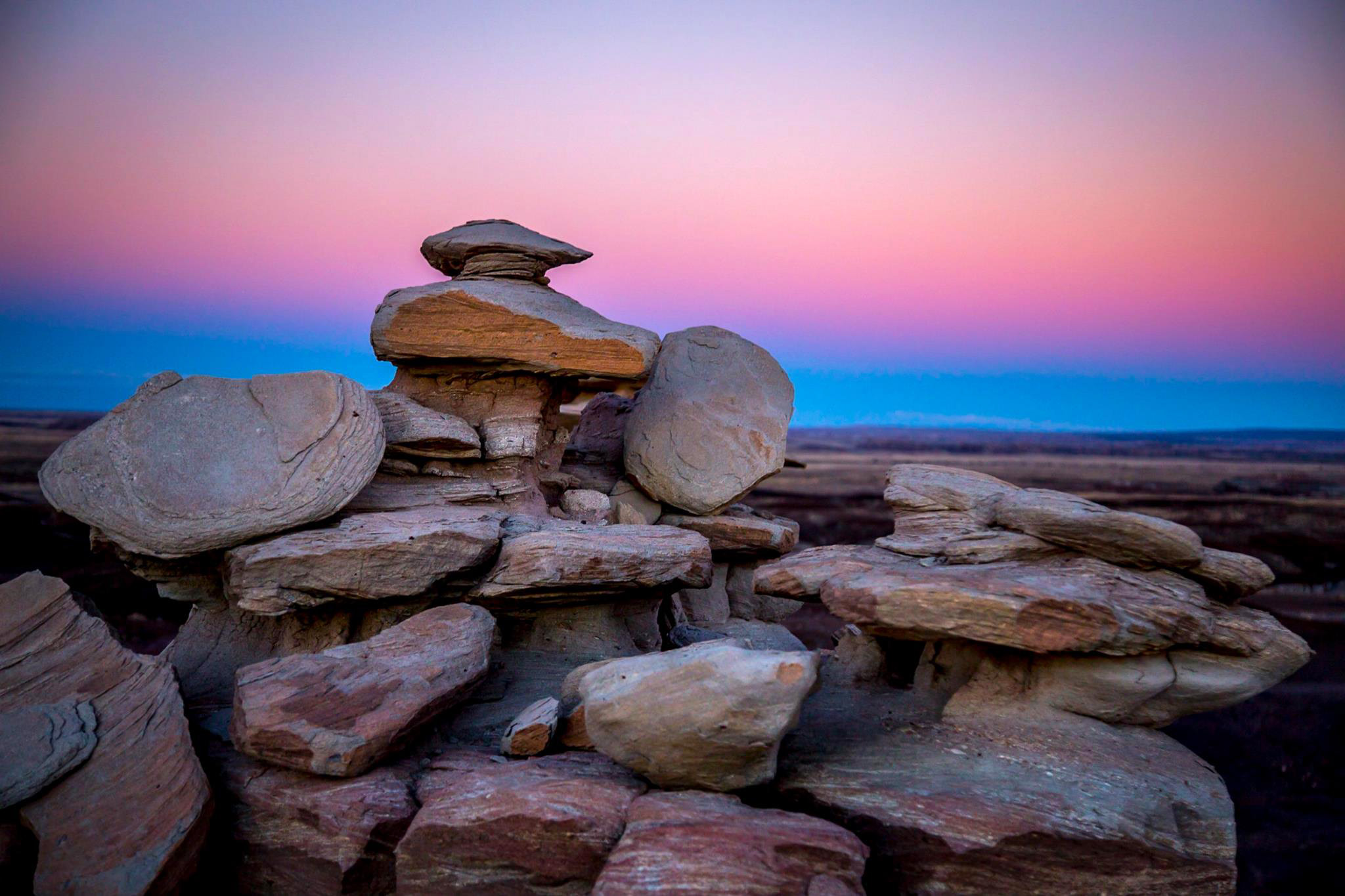 Rock formations at dusk